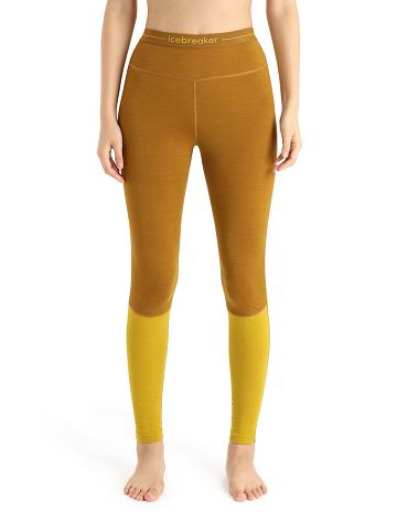 Women's Icebreaker 200 ZoneKnit™ Merino Leggings Base Layers Clove / Silent Gold | CA 1100ILHS